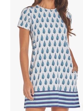 NWT Cabana Life Women's Delray Short Sleeve Shift Dress paisley print 50+ UV